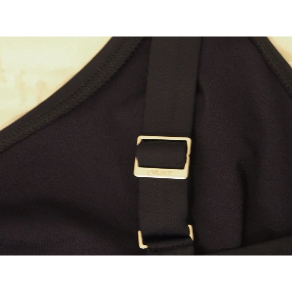 DKNY Swimsuit Navy Blue Starburst Ruched Adjustable Strap One Piece Swim Size L - Picture 6 of 10